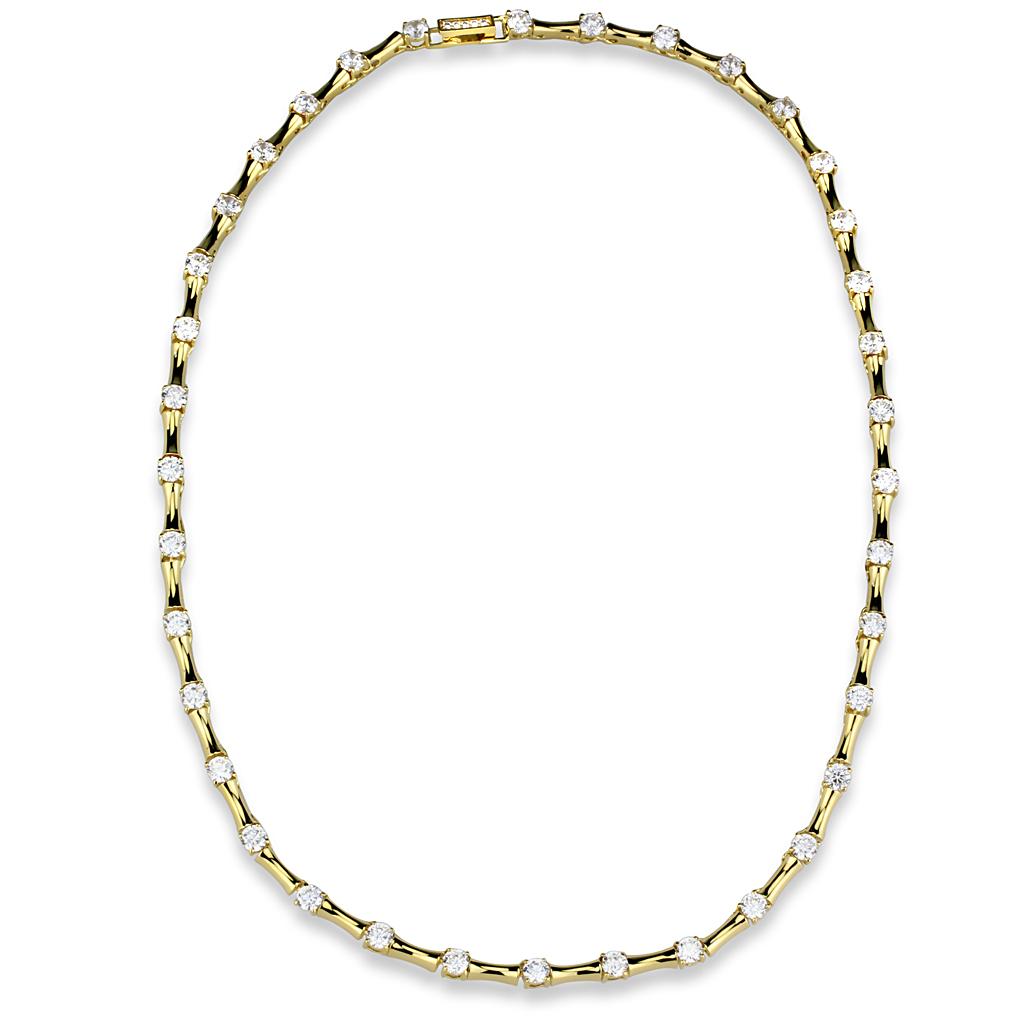 LO4123 - Gold Brass Necklace with AAA Grade CZ in Clear