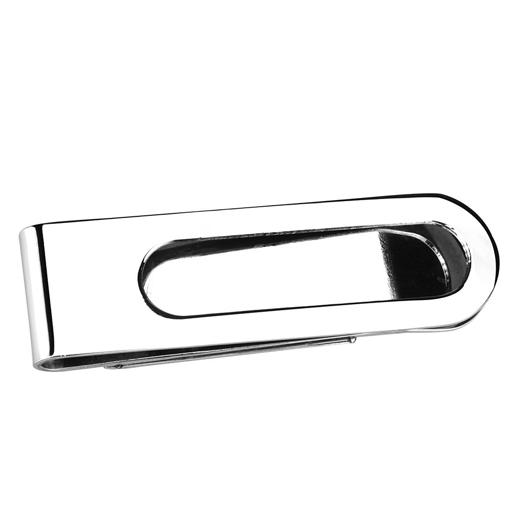 LO4131 - Rhodium Brass Money clip with Epoxy in Jet