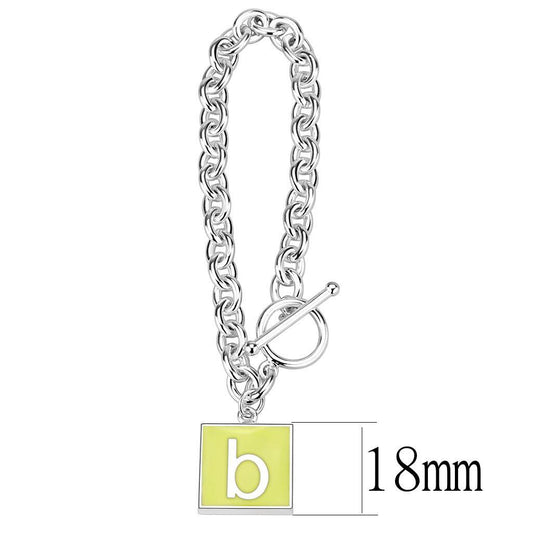 LO4641 - High-Polished Brass Bracelet with Epoxy in Emerald