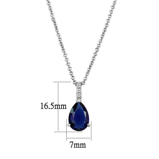 LO4683 - Rhodium Brass Chain Pendant with Synthetic in Montana