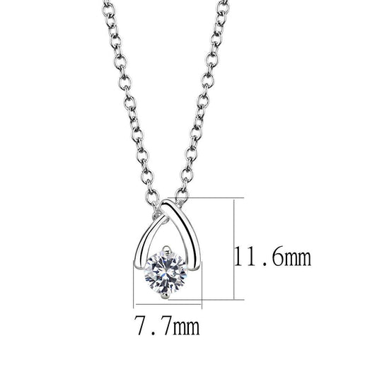LO4692 - Silver+ e-coating Brass Chain Pendant with AAA Grade CZ in Clear