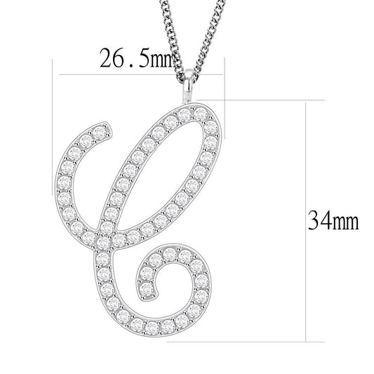 LO4708 - Imitation Rhodium Brass Chain Pendant with Top Grade Crystal in Clear