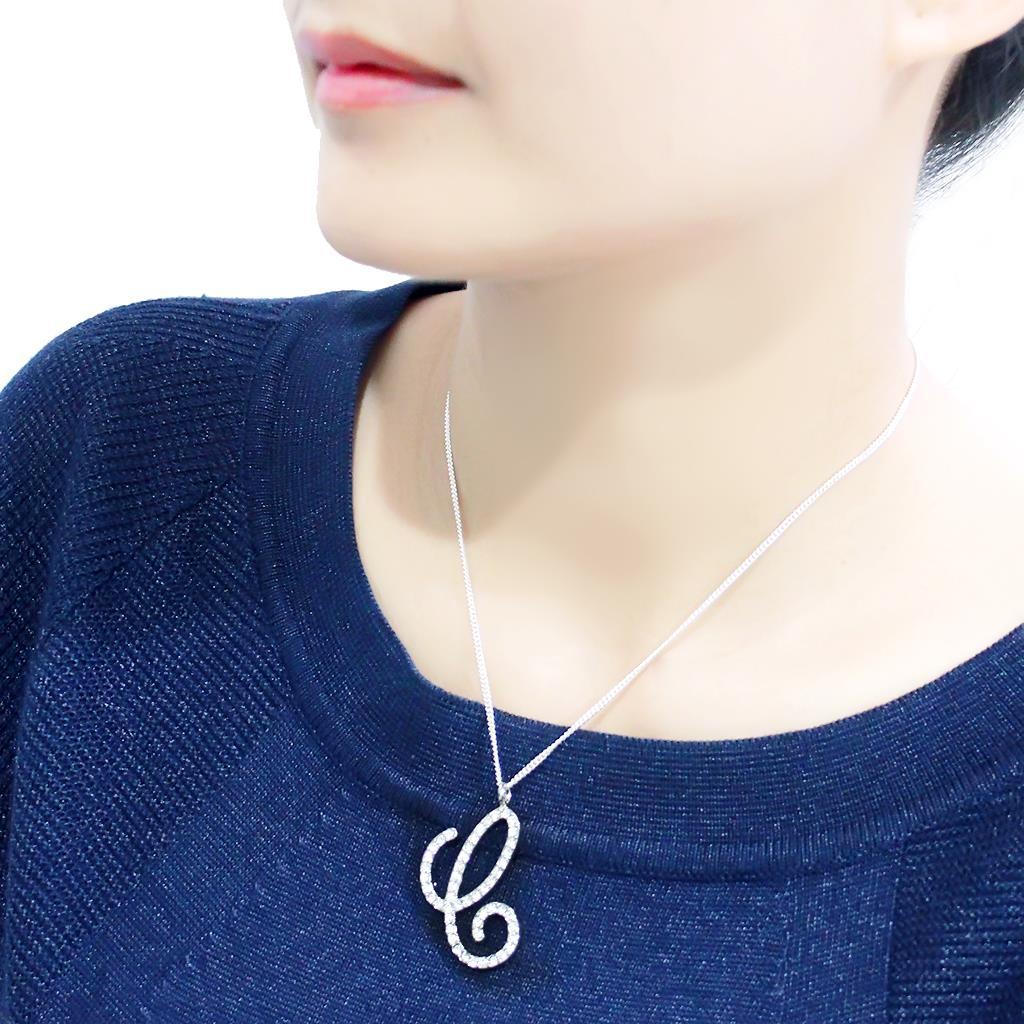 LO4708 - Imitation Rhodium Brass Chain Pendant with Top Grade Crystal in Clear