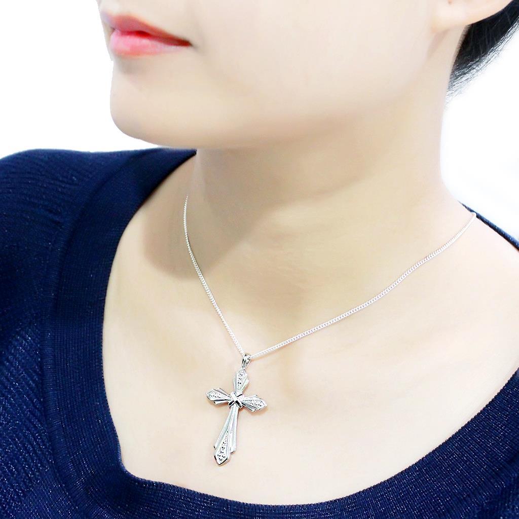 LO4710 - Imitation Rhodium Brass Chain Pendant with Top Grade Crystal in Clear