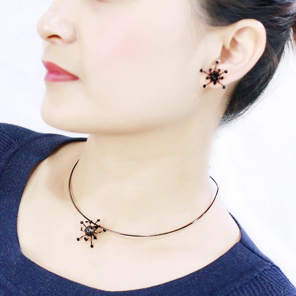 LO4726 - Ruthenium White Metal Jewelry Sets with Top Grade Crystal in Jet