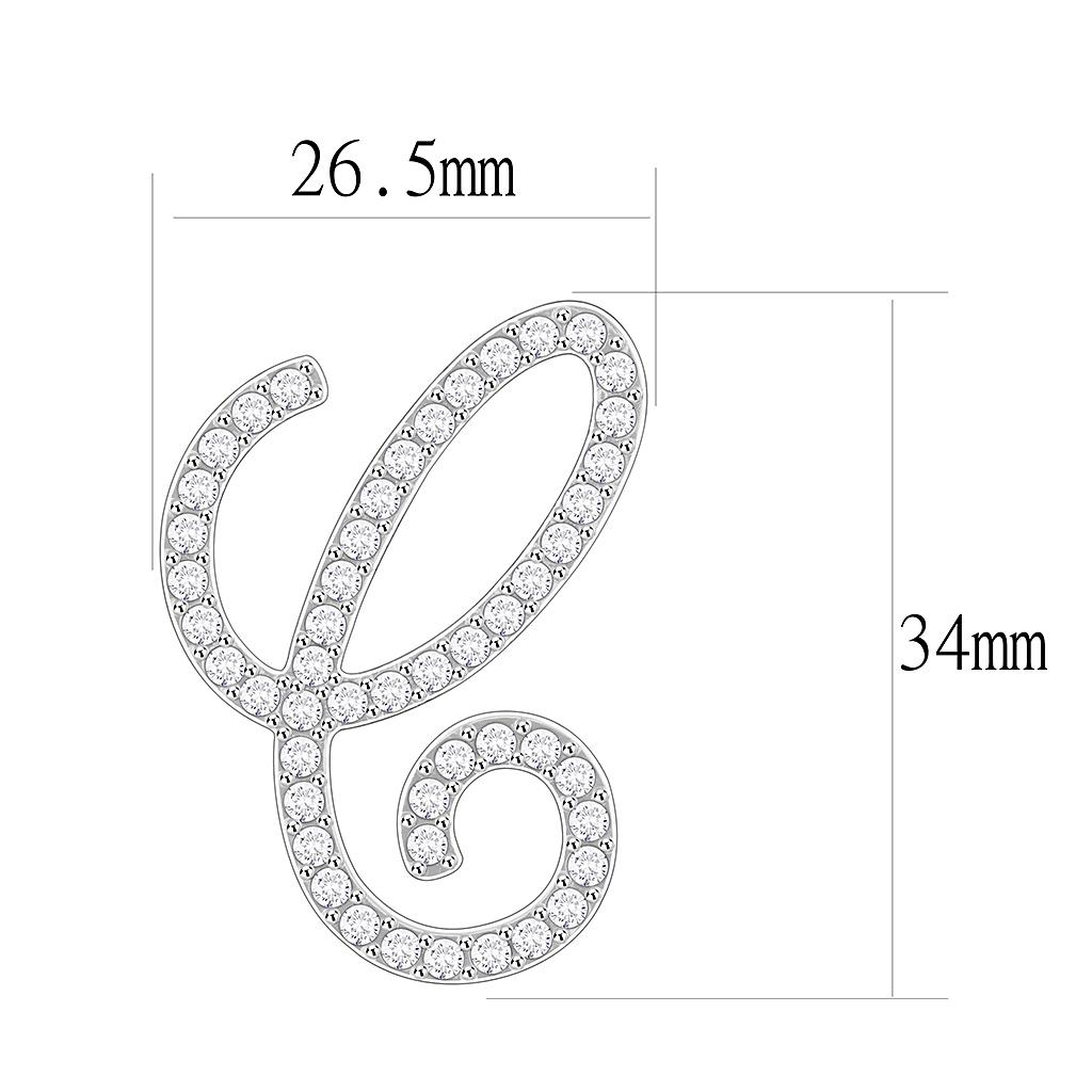 LO685 - Rhodium Brass Brooches with Top Grade Crystal in Clear