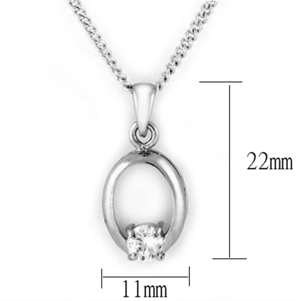 LOA1360 - Rhodium Brass Chain Pendant with AAA Grade CZ in Clear