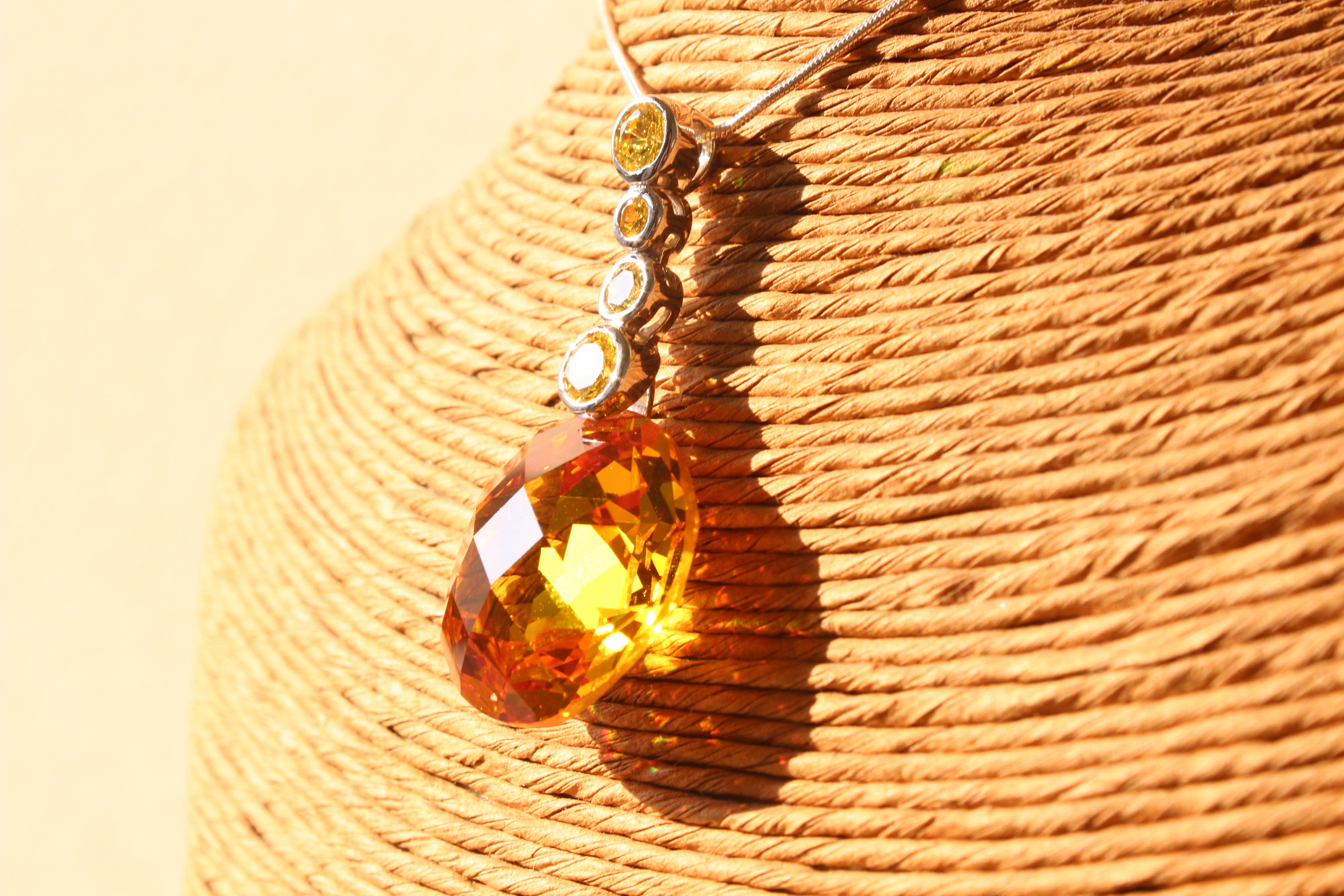 LOAS1388 - 14 K Gold tone 925 Sterling Silver Chain Pendant with AAA Grade CZ in Yellow