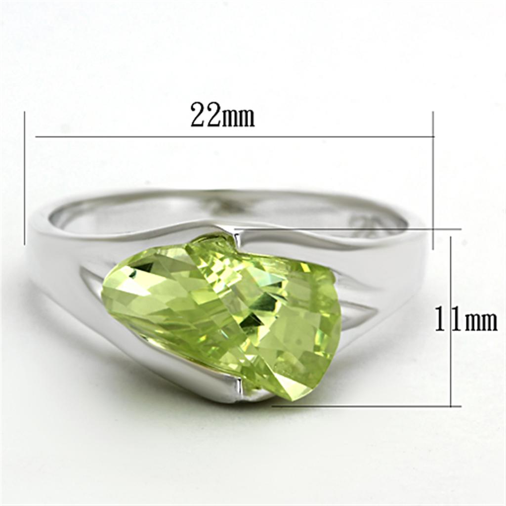 LOS646 - Silver 925 Sterling Silver Ring with AAA Grade CZ in Apple Green color