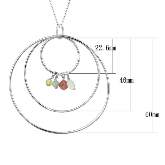 LOS795 - Silver 925 Sterling Silver Necklace with Synthetic Jade in Multi Color