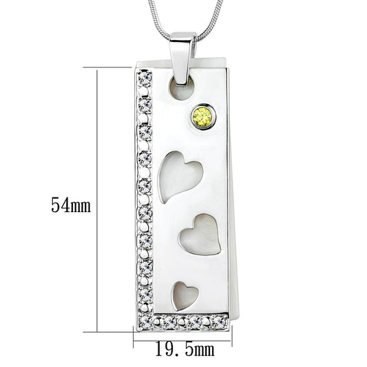 LOS858 - Silver 925 Sterling Silver Necklace with Precious Stone Conch in White
