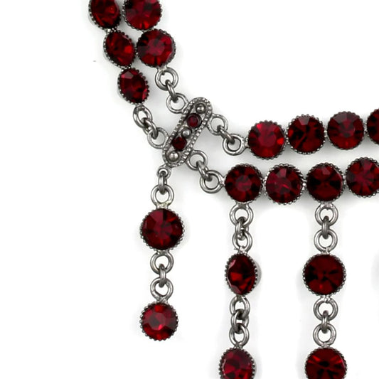 LOS865 - Ruthenium 925 Sterling Silver Necklace with Top Grade Crystal in Siam