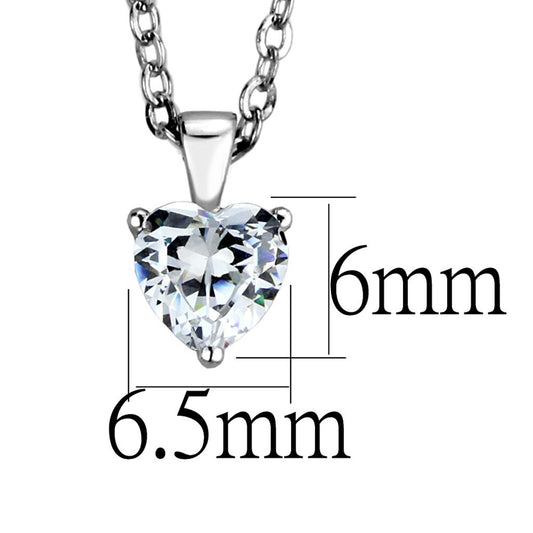 LOS887 - Rhodium 925 Sterling Silver Chain Pendant with AAA Grade CZ in Clear
