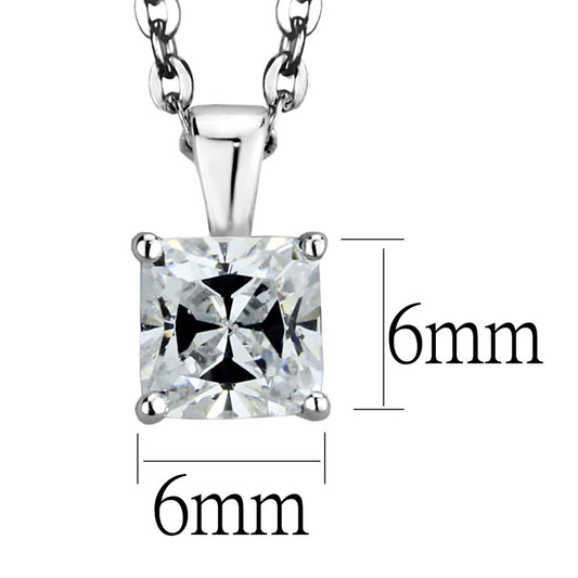 LOS893 - Rhodium 925 Sterling Silver Chain Pendant with AAA Grade CZ in Clear