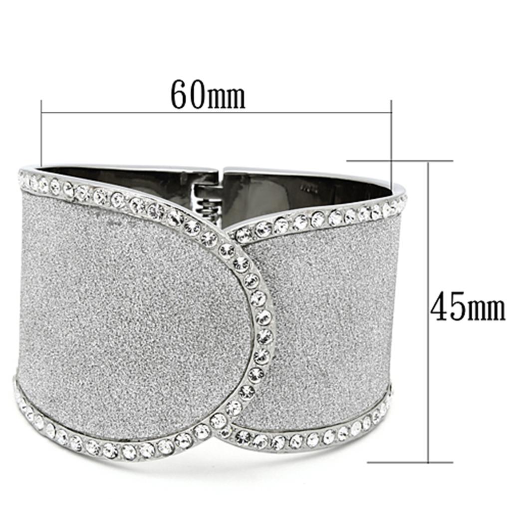 TK1152 - High polished (no plating) Stainless Steel Bangle with Top Grade Crystal in Clear