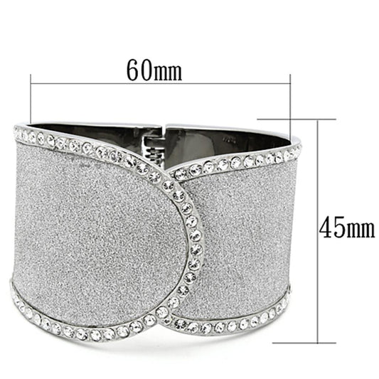 TK1152 - High polished (no plating) Stainless Steel Bangle with Top Grade Crystal in Clear