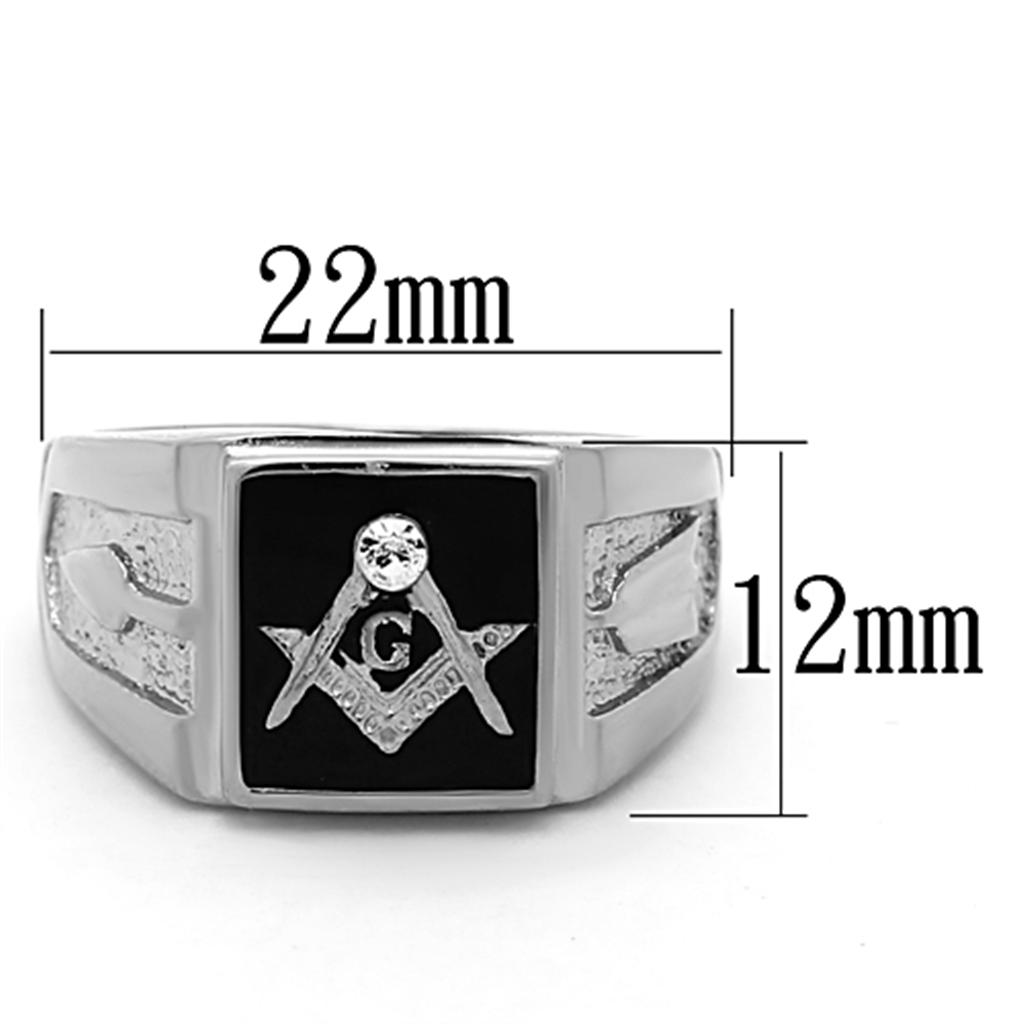 TK1158 - High polished (no plating) Stainless Steel Ring with Top Grade Crystal in Clear