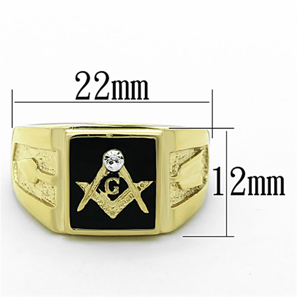 TK1159 - IP Gold(Ion Plating) Stainless Steel Ring with Top Grade Crystal in Clear