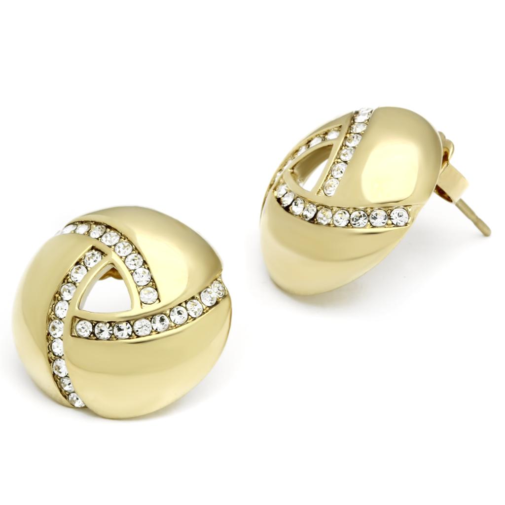 TK1499 - IP Gold(Ion Plating) Stainless Steel Earrings with Top Grade Crystal in Clear