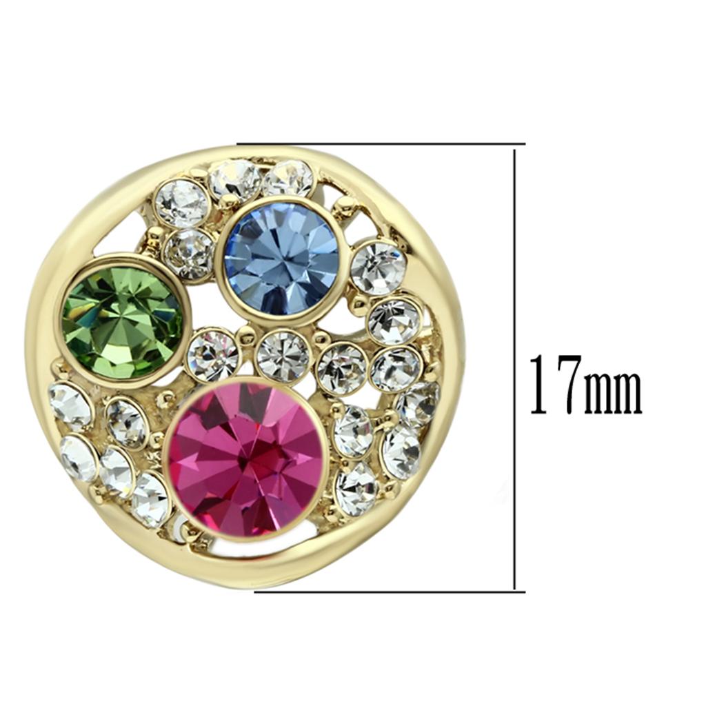 TK1501 - IP Gold(Ion Plating) Stainless Steel Earrings with Top Grade Crystal in Multi Color