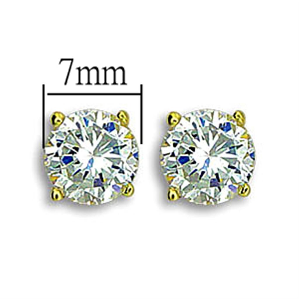 TK1504 - IP Gold(Ion Plating) Stainless Steel Earrings with AAA Grade CZ in Clear