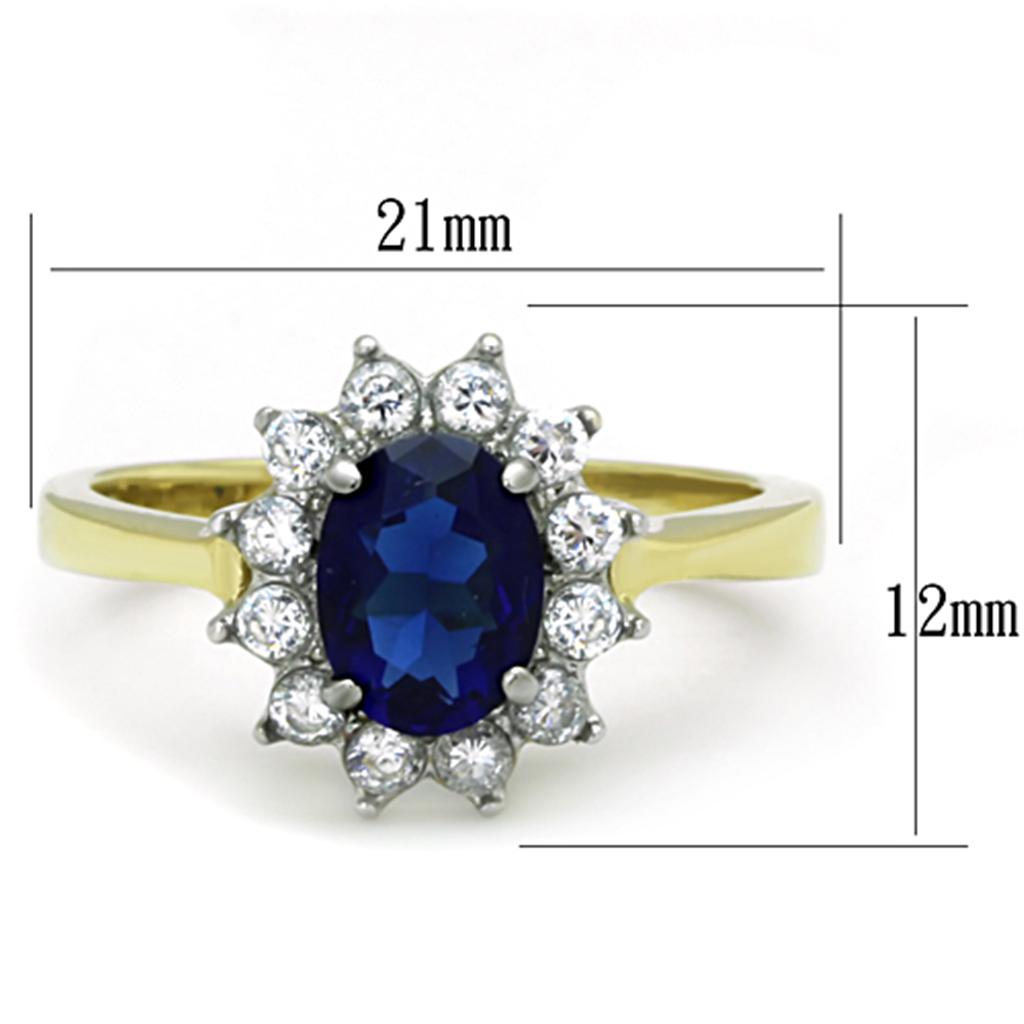 TK1570 - Two-Tone IP Gold (Ion Plating) Stainless Steel Ring with Synthetic Synthetic Glass in Montana