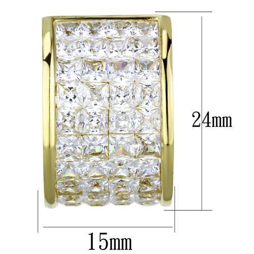 TK1807 - IP Gold(Ion Plating) Stainless Steel Earrings with AAA Grade CZ in Clear