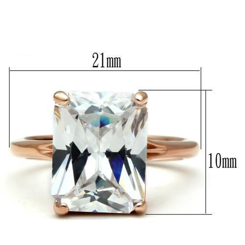 TK1863 - IP Rose Gold(Ion Plating) Stainless Steel Ring with AAA Grade CZ in Clear