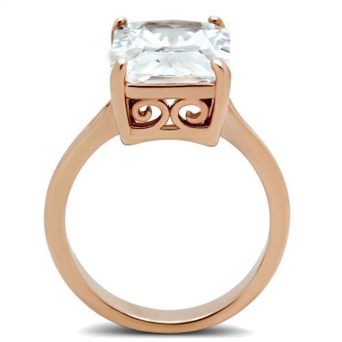 TK1863 - IP Rose Gold(Ion Plating) Stainless Steel Ring with AAA Grade CZ in Clear