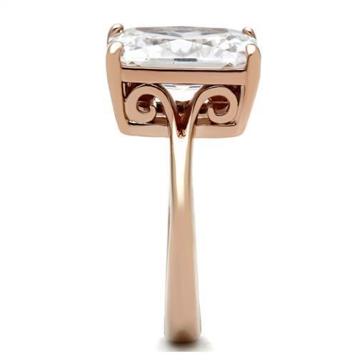 TK1863 - IP Rose Gold(Ion Plating) Stainless Steel Ring with AAA Grade CZ in Clear