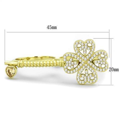 TK2106 - IP Gold(Ion Plating) Stainless Steel Ring with AAA Grade CZ in Champagne