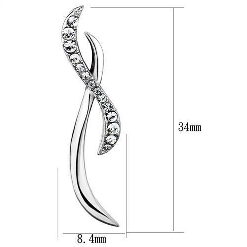 TK2146 - High polished (no plating) Stainless Steel Earrings with Top Grade Crystal in Clear