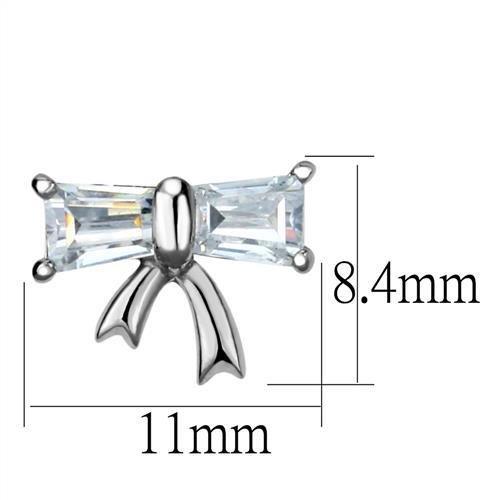 TK2388 - High polished (no plating) Stainless Steel Earrings with AAA Grade CZ in Clear