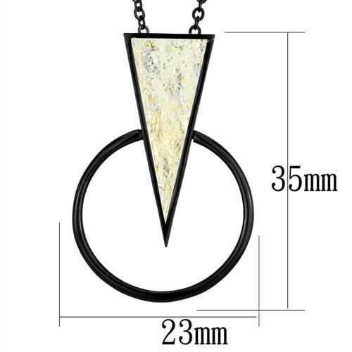 TK2524 - IP Black(Ion Plating) Stainless Steel Chain Pendant with Leather in White