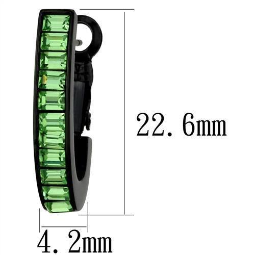 TK2534 - IP Black(Ion Plating) Stainless Steel Earrings with Top Grade Crystal in Peridot