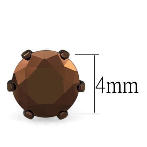 TK2585 - Two Tone IP Light Brown (IP Light coffee) Stainless Steel Earrings with AAA Grade CZ in Light Coffee