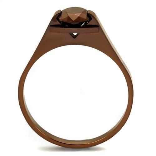 TK2592 - IP Coffee light Stainless Steel Ring with AAA Grade CZ in Light Coffee