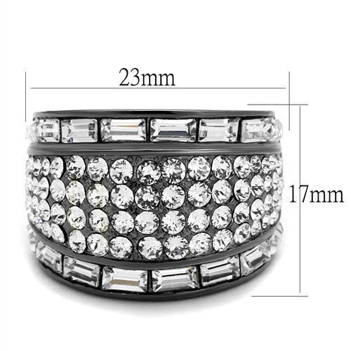TK2673 - IP Light Black (IP Gun) Stainless Steel Ring with Top Grade Crystal in Clear