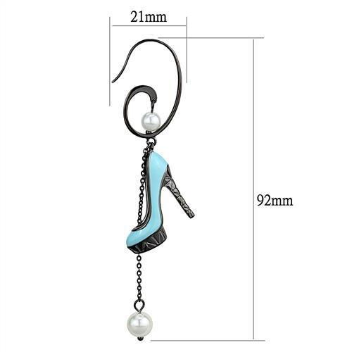 TK2721 - IP Light Black (IP Gun) Stainless Steel Earrings with Synthetic Pearl in White