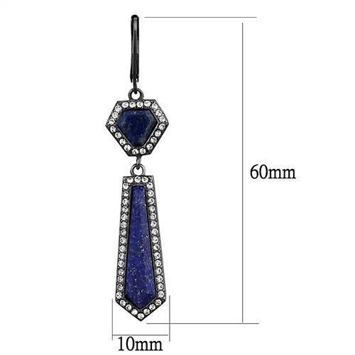 TK2723 - IP Light Black (IP Gun) Stainless Steel Earrings with Precious Stone Lapis in Montana