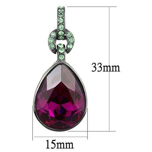 TK2726 - IP Light Black (IP Gun) Stainless Steel Earrings with Top Grade Crystal in Fuchsia