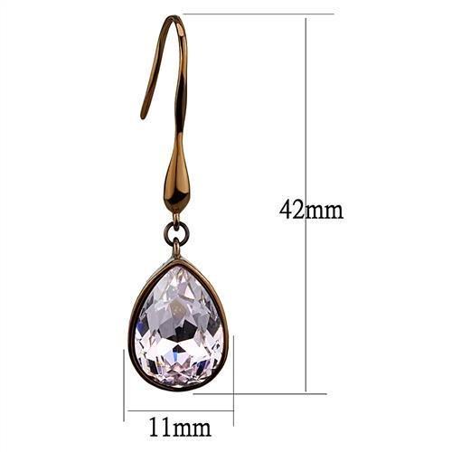 TK2727 - IP Coffee light Stainless Steel Earrings with Top Grade Crystal in Light Peach
