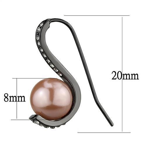TK2728 - IP Light Black (IP Gun) Stainless Steel Earrings with Synthetic Pearl in Light Peach