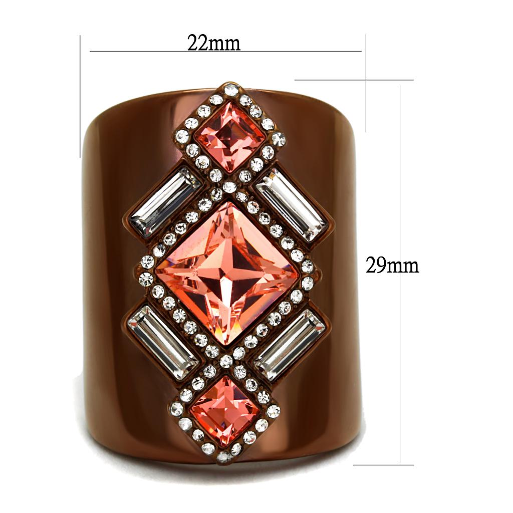 TK2735 - IP Coffee light Stainless Steel Ring with Top Grade Crystal in Rose