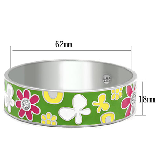 TK287 - High polished (no plating) Stainless Steel Bangle with Epoxy in Multi Color