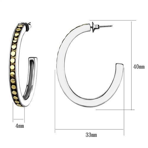 TK2891 - Two-Tone IP Gold (Ion Plating) Stainless Steel Earrings with Epoxy in Jet