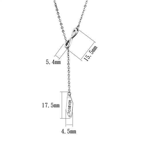 TK2894 - High polished (no plating) Stainless Steel Necklace with Top Grade Crystal in Clear