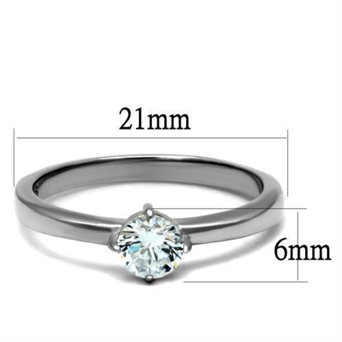 TK2903 - High polished (no plating) Stainless Steel Ring with AAA Grade CZ in Clear