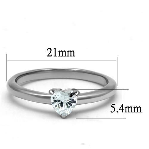 TK2904 - High polished (no plating) Stainless Steel Ring with AAA Grade CZ in Clear