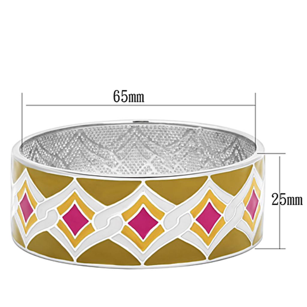 TK291 - High polished (no plating) Stainless Steel Bangle with Epoxy in Multi Color